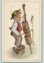 sign Probst - Junge mit einem Cello Künstler Künstlerkarte