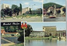 98527 O6000 Suhl - Hochhaus Hotel Thüringen Tourist Waffenschmied Freibad Haus der Gewerkschaften