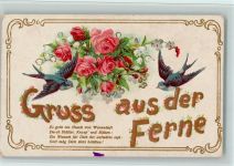 Rosen Maiglöckchen Vergissmeinnicht Gruß aus der Ferne Gedicht Schwalbe 1917 Prägedruck