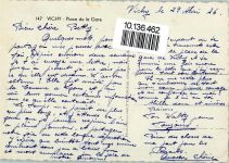 Vichy Place de la Gare , Bahnhof, Cafe de Dome, Autos, Foto AK Bahnhof 1946 Gebrauchsspuren