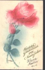 Neujahr - Rose AK Reliefdruck 1907