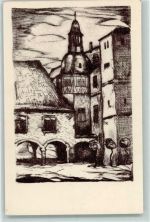 65343 W6228 Eberbach , Kloster Radierung Kloster Nr. 3 Radierung
