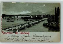 Genève Genf Brücke 1939 Mondschein