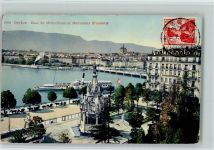 Genève Genf Quai de Mont Blanc et Monument Brunswick Raddampfer 1913