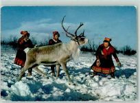 Lappen und Rentier Winter Trachten Norwegen