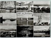 82319 W8130 Starnberg - Starnberger See MS Seeshaupt Segelboote Bismarckturm