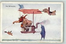 Humor fliegender Mensch Der Wildschütz BKW Serie 268-3 Humor Künstlerkarte