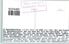 Radstädter Hütte - Beschreibung aufgeklebt Hüttenstempel