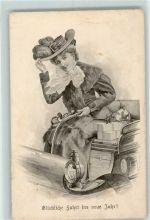 Neujahr Pelzmode Automobil Verlag F.E.D. 201 AK Glückwunsch Auto 1924 Gebrauchsspuren