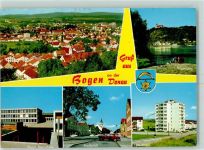 94327 W8443 Bogen , Niederbay - Stadtplatz Staatl. Realschule Bogenberg Stadtwappen