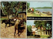17268 O2090 Templin - Erholungsheim Aufbau Ausfahrt mit Ponys Badestrand Lübbesee