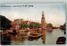 1001 Amsterdam 1912 - Montelbaansturm Grachten Frachtboote