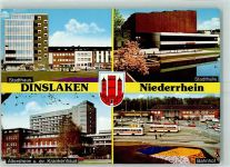 46535 W4220 Dinslaken - Stadthaus Stadthalle Altersheim Ev Krankenhaus Bahnhof Omnibusse