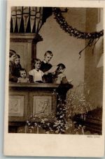Kinder singen in der Kirche AK Löwe, M. 1916 Künstlerkarte