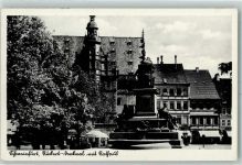 97421 W8720 Schweinfurt - Rückertdenkmal mit Rathaus
