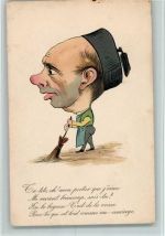 Riesengesicht ca 1898 AK Humor Gebrauchsspuren