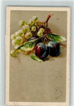Weintrauben, Pflaumen, I - Stempelflecken Frucht, Gemüse 1906 Prägedruck