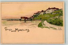 88709 W7758 Meersburg , Bodensee Lithographie Schloss Meersburg sign. KN