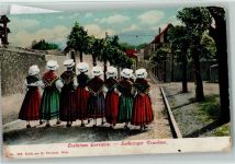 Costumes Lorrains AK Trachten Elsass 1917
