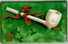 Pfeife Vierblättriger Klee St Patricks Day 1908 Prägedruck