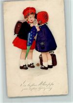 Meissner & Buch Serie 2609 - Mädchen mit Schultüte AK erster Schultag