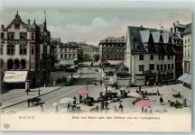 55116 W6500 Mainz a Rhein - Blick vom Markt und der Ludwigstraße Handwagen Marktszene