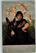 Nr. 34/313 sign. Thoma, Hans , auf dem Heimwege , Esel und Engel Volkskunstverlag