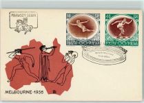 Briefumschlag Melbourne 1956 - Sonderstempel Warczawa + Sonderbriefmarken Olympiade