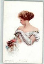 Nr. 101 Odd Moments Erotik tiefes Dekolette Katze Rose Reinthal u. Newman Künstlerkarte