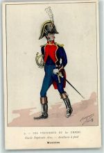 Serie Nr. 3 Les Uniformes Du 1er Empire , Garde Imperiale 1810 Artillerie a pied Musicien sign. Eugene Louis Bucquoy AK Uniform 1908 Künstlerkarte