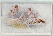 Pfeil und Bogen Frau liegt auf dem Bett Erotik Verlag H.Ch. Vienne Nr. 17/20 Amor Künstlerkarte