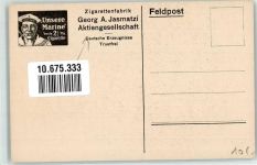 Rückseite Zigaretten Werbung Jasmatzi Heerführer Mackensen Mackensen Künstlerkarte