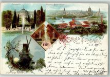 14467 O1510 Potsdam 1896 Lithographie Alte Mühle Sansouci