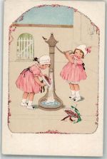 Kinder am Brunnen Meissner u. Buch Serie 2396 Döring, L. / LD Künstlerkarte