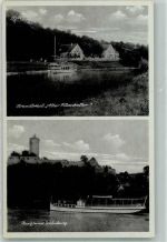 06618 O4800 Naumburg Saale Foto AK Hotel Alter Felsenkeller Burg Schönburg Fahrgastschiff