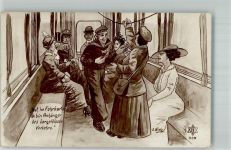sign. O. Wietz Berliner Dialekt Wat, ne Fahrkarte ? Straßenbahn Humor 1918 Künstlerkarte
