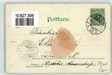 04103 O7000 Leipzig 1900 Gebrauchsspuren Lithographie Universität Mendebrunnen Peterstor Mondschein