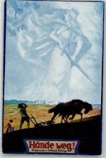 Hände weg! Germania beschützt Tirol Reichskanzler v. Bethmann Hollweg Propaganda WK I 1916