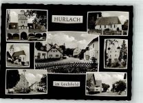 86857 W8931 Hurlach , Oberbay Foto AK Kirche Gasthaus Im Lechfeld