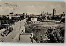 Posen Poznan 1916 Foto AK Straßenbahn Theaterbrücke Eisenbahn