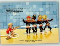 W2252 St. Peter-Ording Bademeister spritzt vier Frauen ab Humor