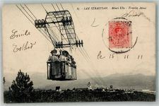 San Sebastian Donostia 1911 Foto AK Seilbahn Monte Ulia Marke bildseitig