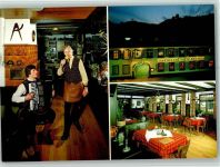 79183 W7808 Waldkirch , Breisgau - Gasthaus zum Hirschen Innenaufnahmen Gastraum Sänger mit Ziehharmonika-Begleitung Beleuchtung 3-Bildaufnahme