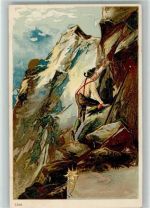 es blüht ein Edelweiß - Bergsteiger AK Bergsteiger 1898 Lithographie