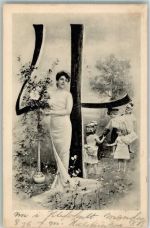 Zahlen Jugendstil Kinder Serie 1900 Fotomontage AK