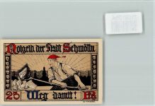 04626 O7420 Schmölln , Thür - Notgeldschein 10 Pfennig Heilige mit Kind Mann mit Verträge