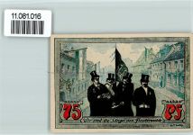 03238 O7980 Finsterwalde - Notgeldschein 75 Pfennig Sänger vom Finsterwald Wappen