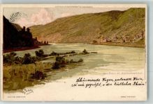65385 W6220 Assmannshausen 1899 Lithographie / Künstlerkarte sign Biese Rhein