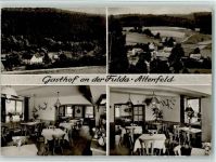 36129 W6412 Altenfeld , Rhön - Gasthof an der Fulda Innenaufnahmen Gastraum Ortsansichten 4-Bildaufnahme
