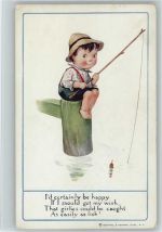Kind ist am angeln - ca 1920 AK Angeln